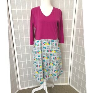 Svaha Data Chart Print Dress M Organic Cotton Pockets STEM Teacher Academic Nerd